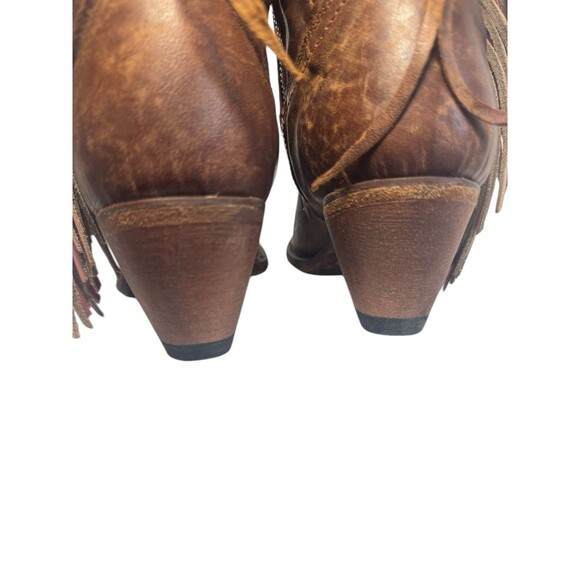 Junk Gypsy by Lane "Spirit Animal" Brown Leather Western Boots 8.5 Fringe Bootie - Picture 8 of 16